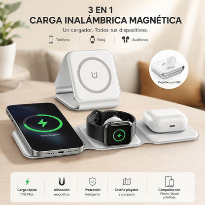 Base de Carga Magnética 15W para iPhone y Android